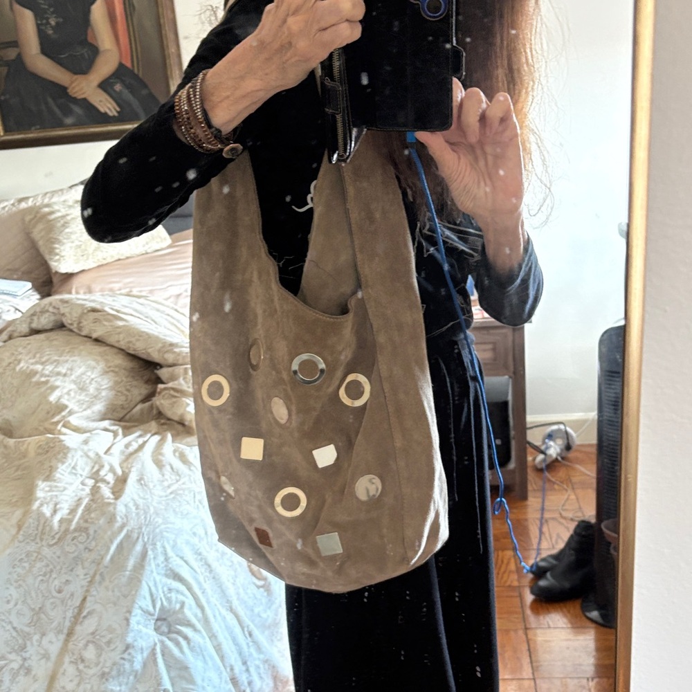 Designer Shoulder Bag with Decorative mirrored Accents.  A real statement piece!